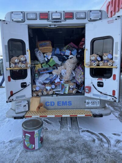 Ambulance filled with gift donations