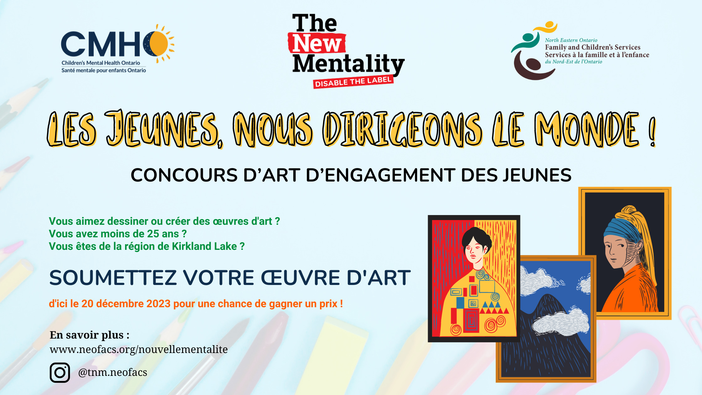 Les jeunes, nous dirigeons le monde ! Concours d'art d'engagment des jeunes.